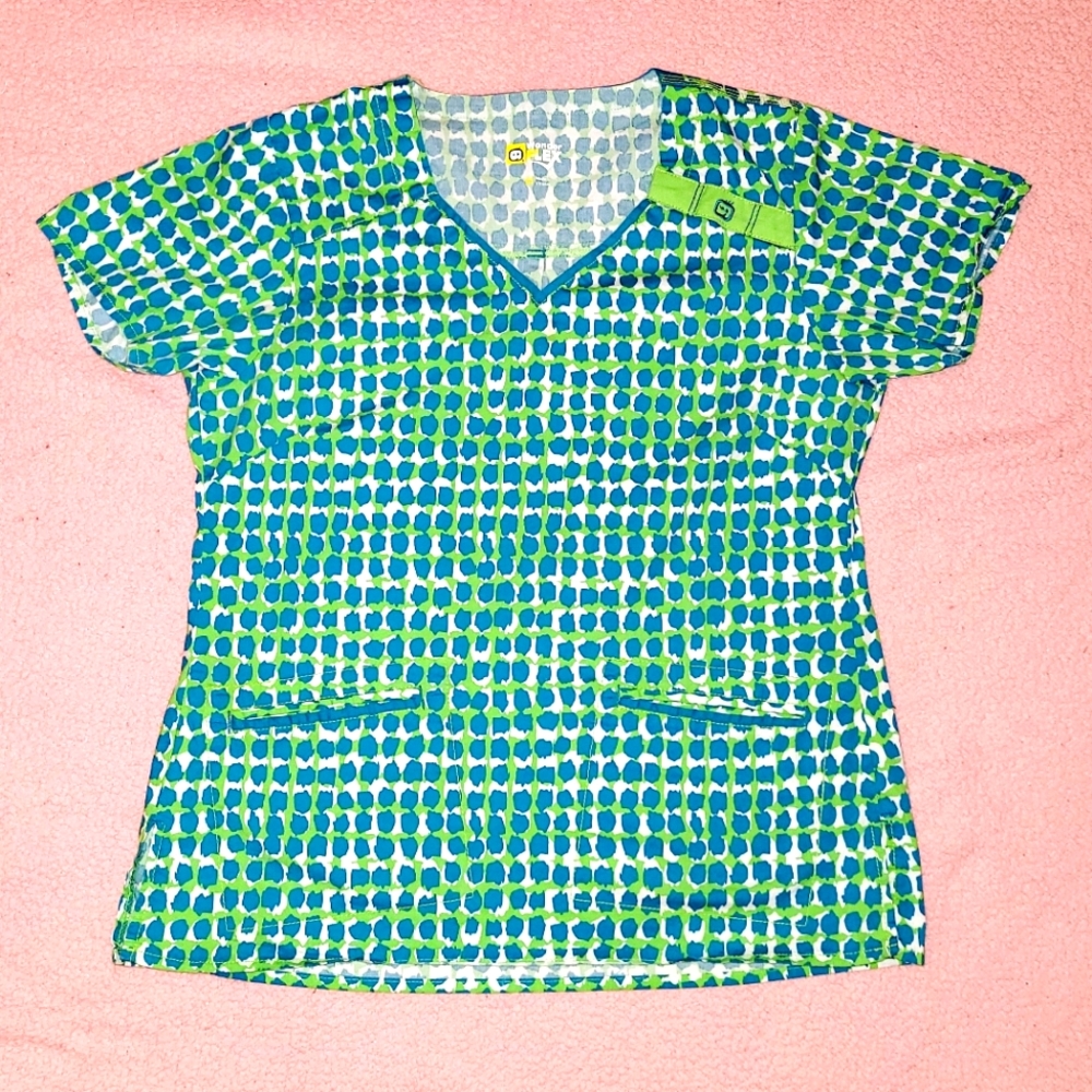 Wonder Flex Medium Turquiose/Lime Scrub Top